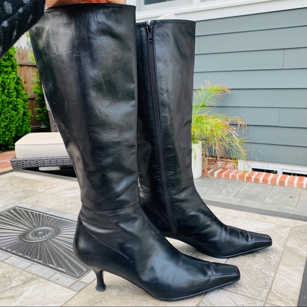 Stuart Weitzman Black Leather Knee Boots
